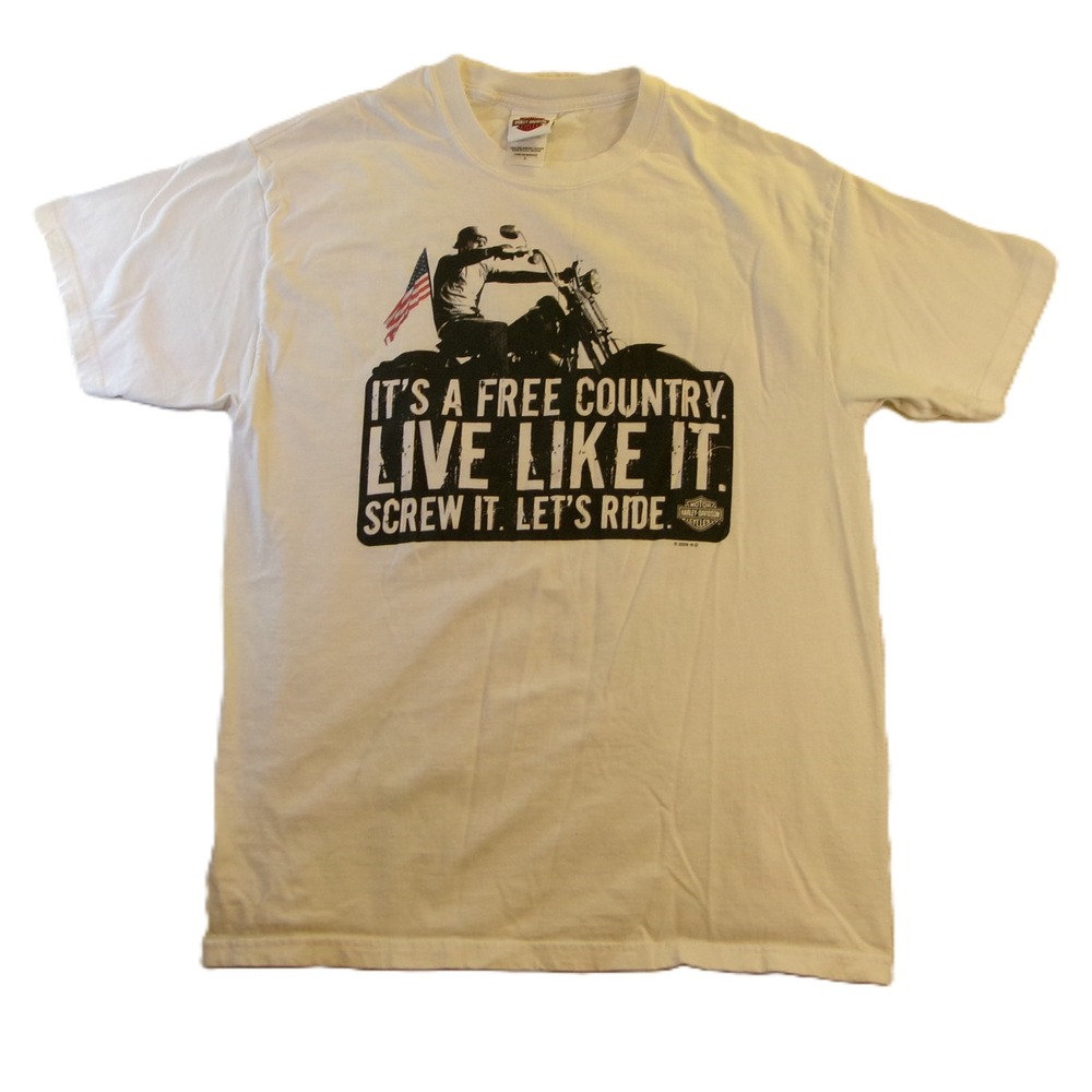 Harley Davidson Mens L T-Shirt White Live‎ Like It Charleston SC 2009 Graphic